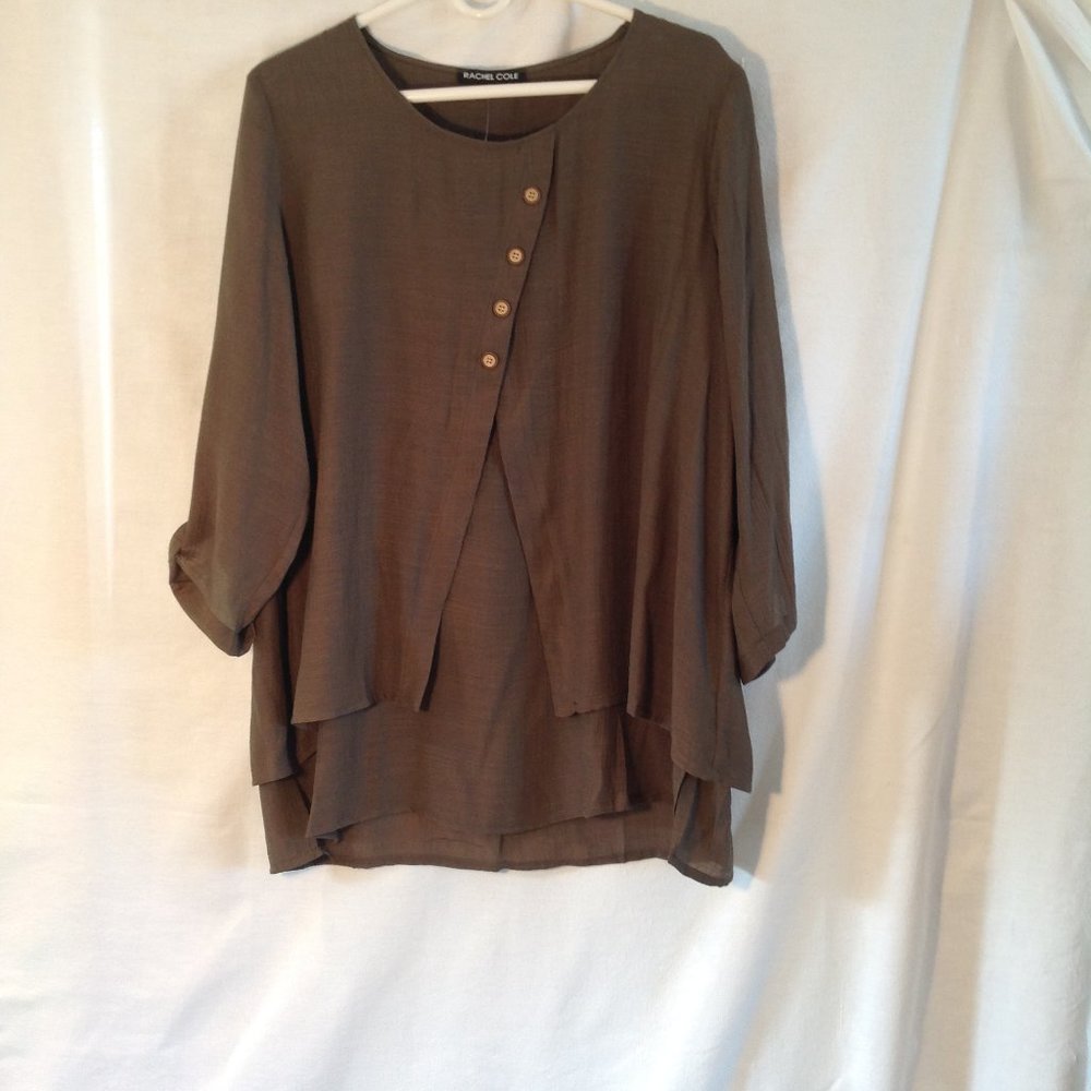 Rachel Cole Layered X-Front Shirt (moss green)
